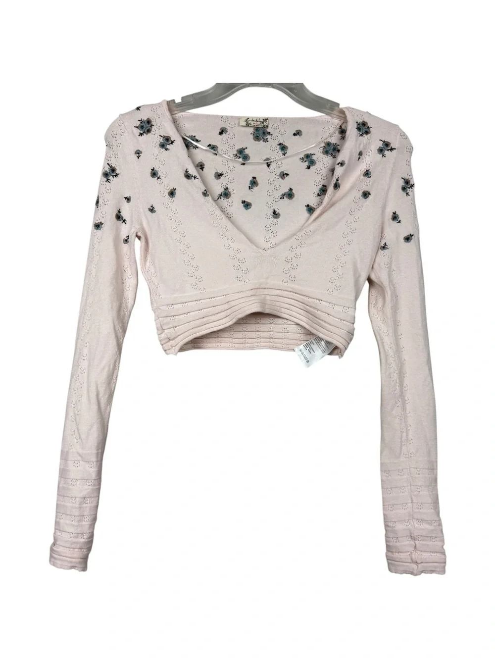 Free People V Neck Floral Embroidered Crop Intimately Top